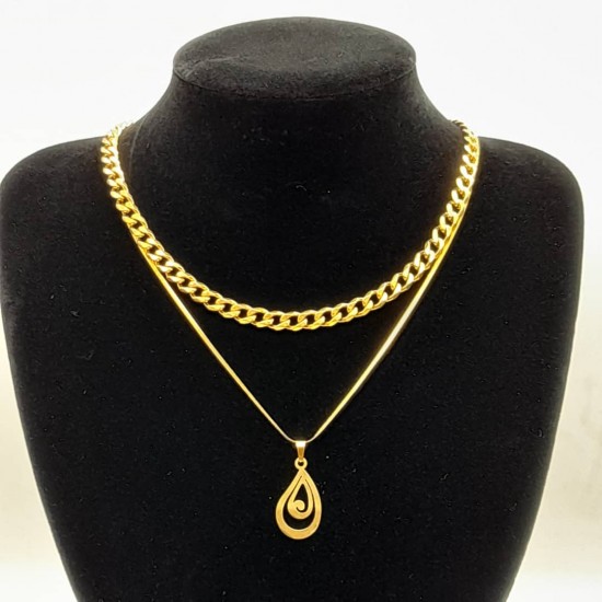 Cuban with Steel Chain and Pendant 18