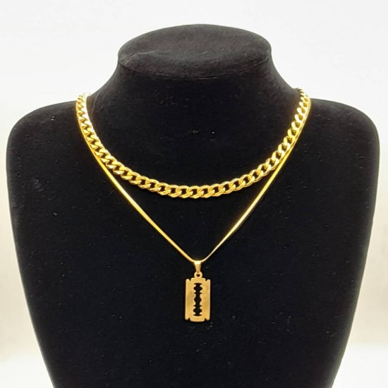 Cuban with Steel Chain and Pendant 34